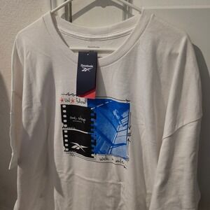 Reebok Mens 2XL White Graphic T-Shirt UNfollow Walk A Mile Cotton Tee NWT